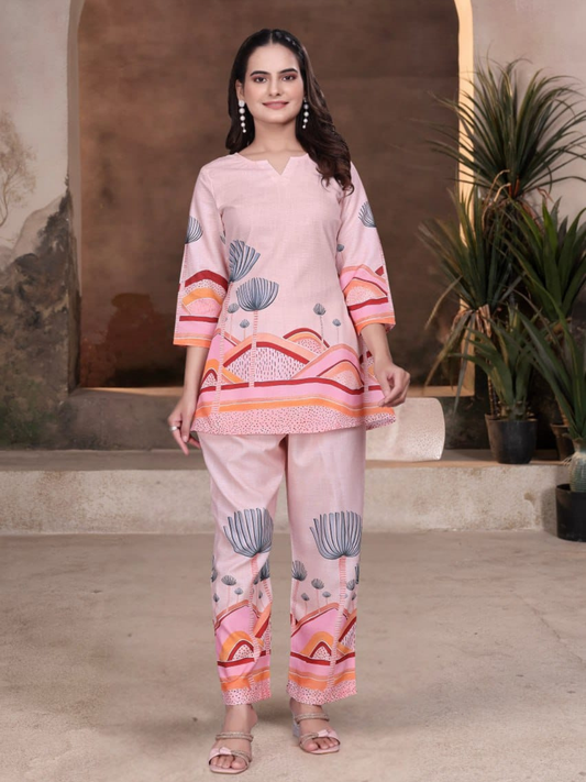 Elegant Pastel Digital Print Co-Ord Set