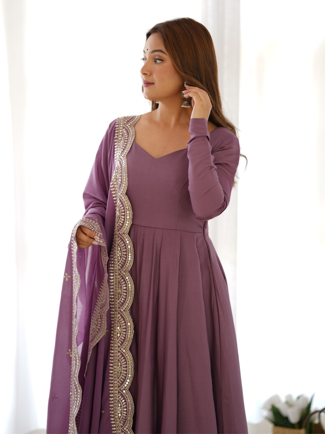 Designer Anarkali Gown with Exquisite Embroidered Dupatta