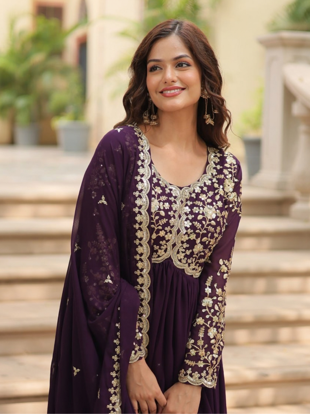 Majestic Maroon & Wine Gown Set