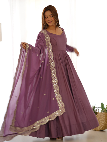 Designer Anarkali Gown with Exquisite Embroidered Dupatta