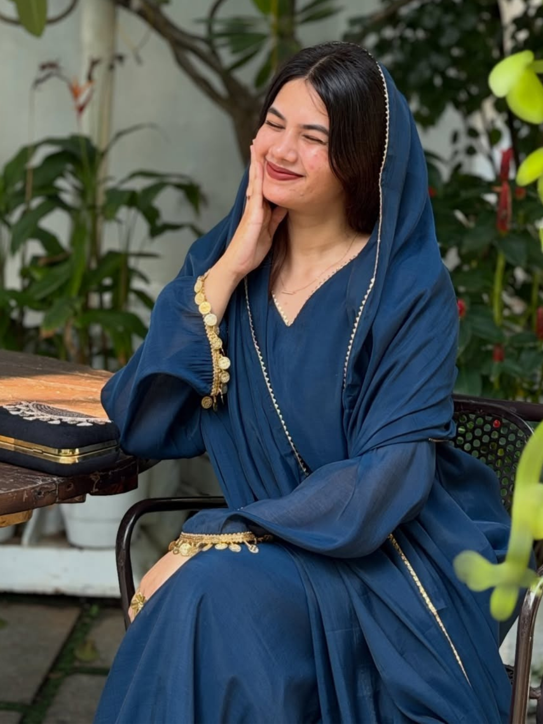 Coin-Embellished Mul Chanderi Dupatta Set
