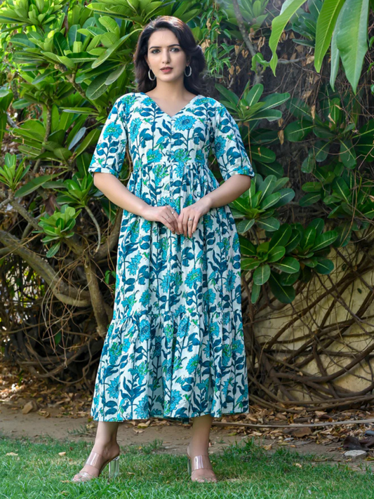 Fresh Floral Midi Dress