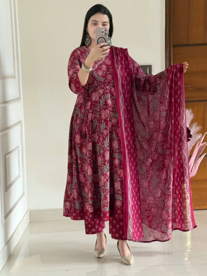 Gulnaar Grace Jaipuri Cotton Anarkali Set