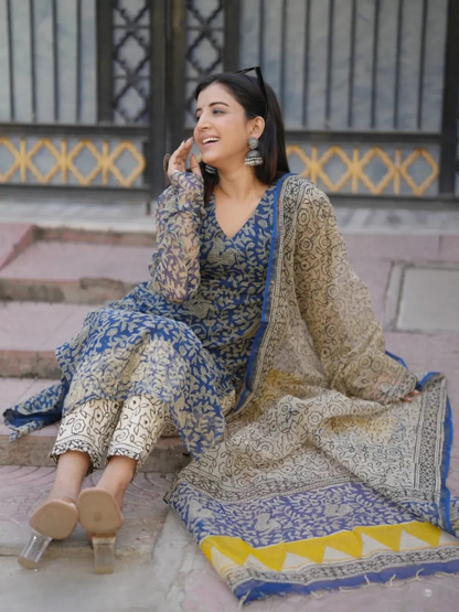 Timeless Blue Kota Doriya Suit Set