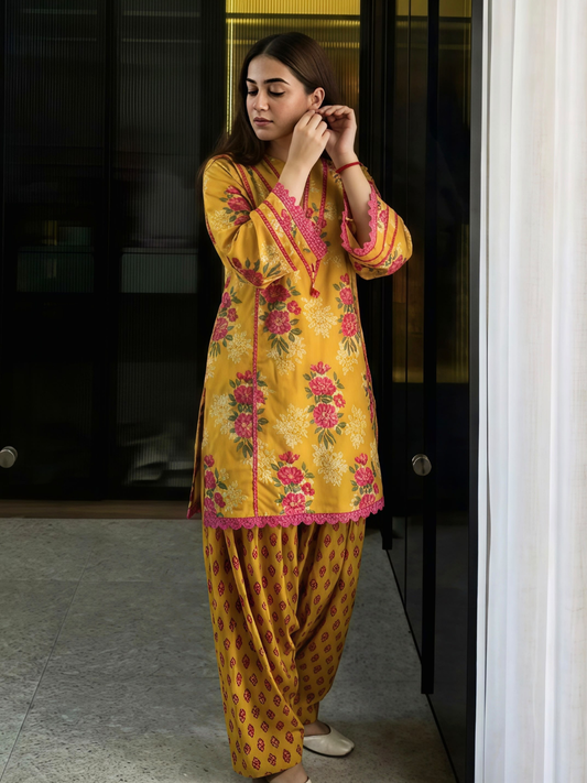 Mustard Bloom Farsi Co-ord Set