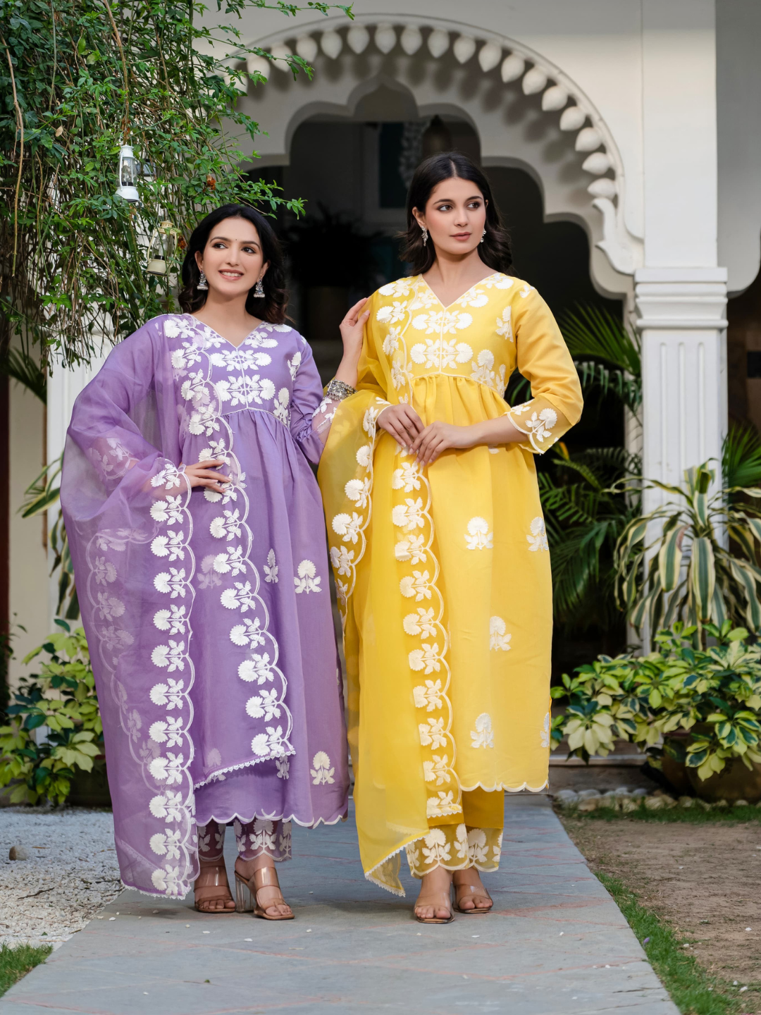 Elegant Grace: Roman Silk Embroidered Dupatta Set