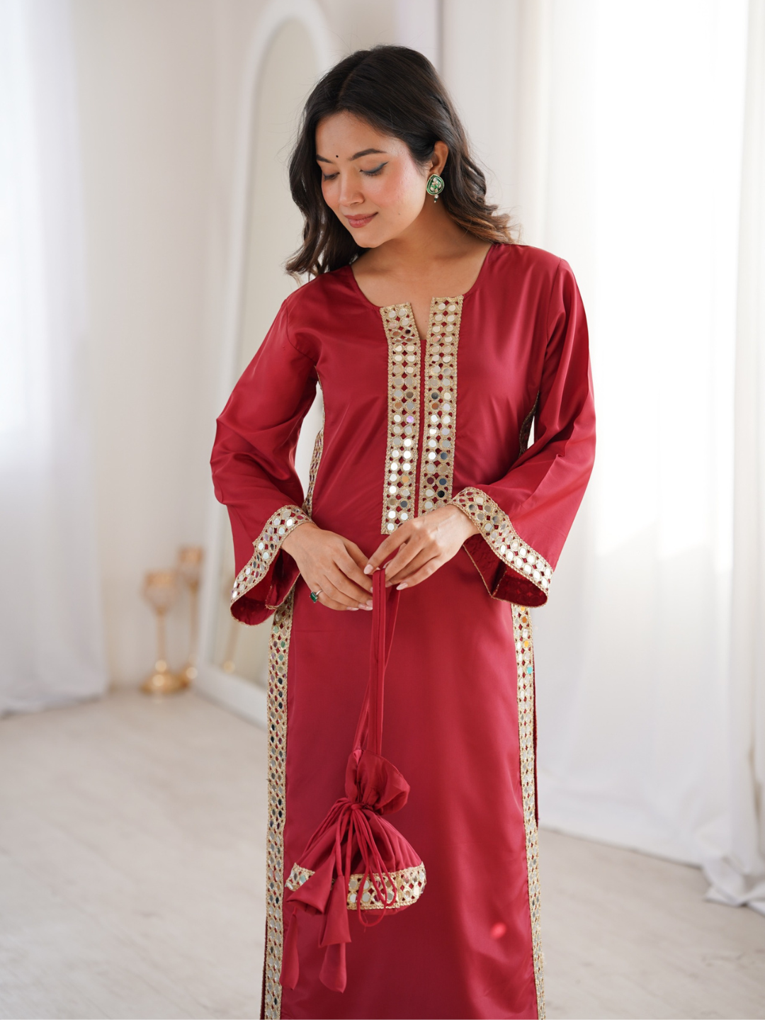 Radiant Mirror Work Crepe Co-ord