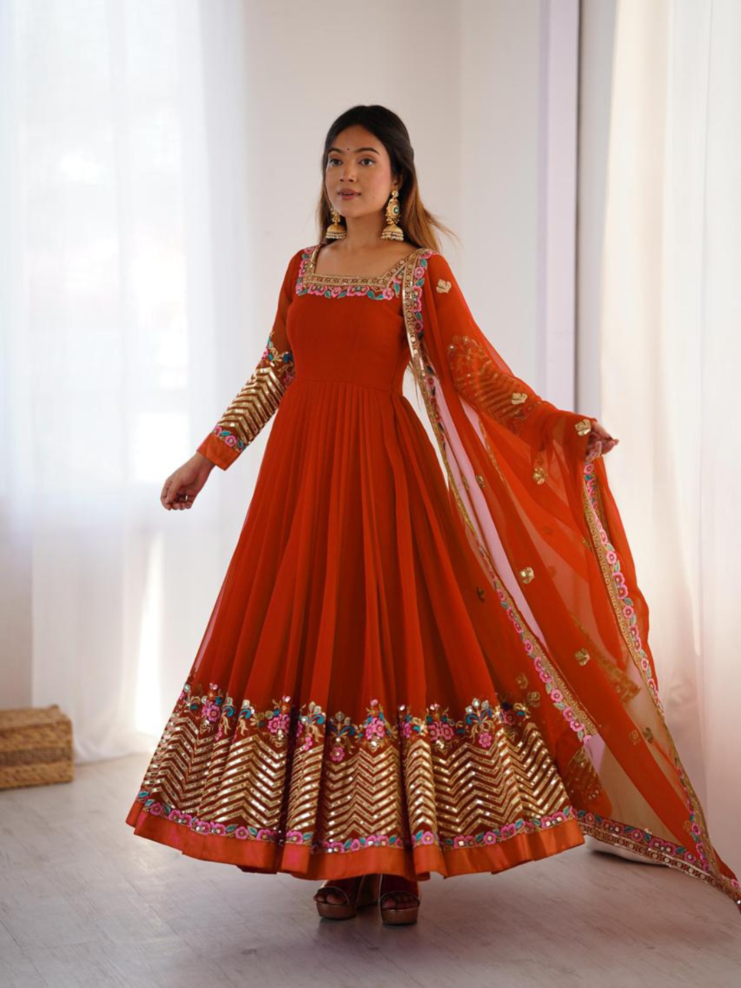 Elegant Festive Georgette Dupatta Set