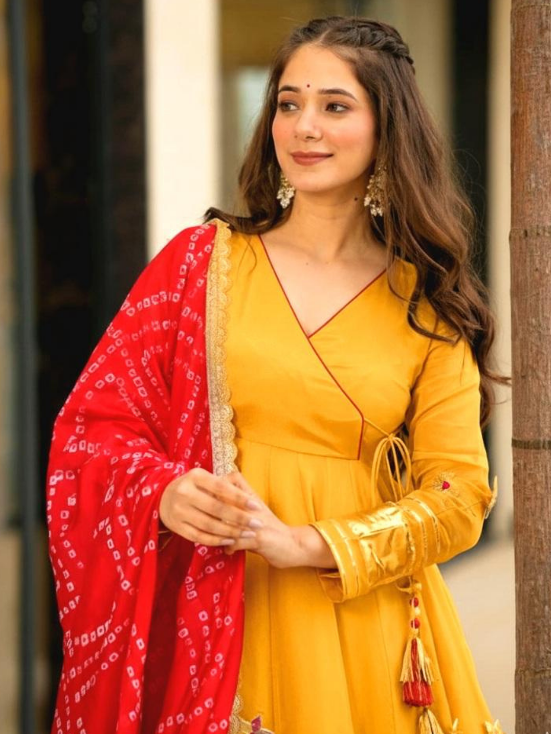 Bandhani Grace Chinon Anarkali Set