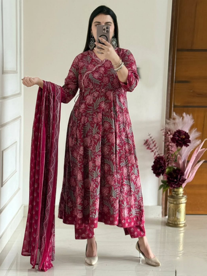 Gulnaar Grace Jaipuri Cotton Anarkali Set