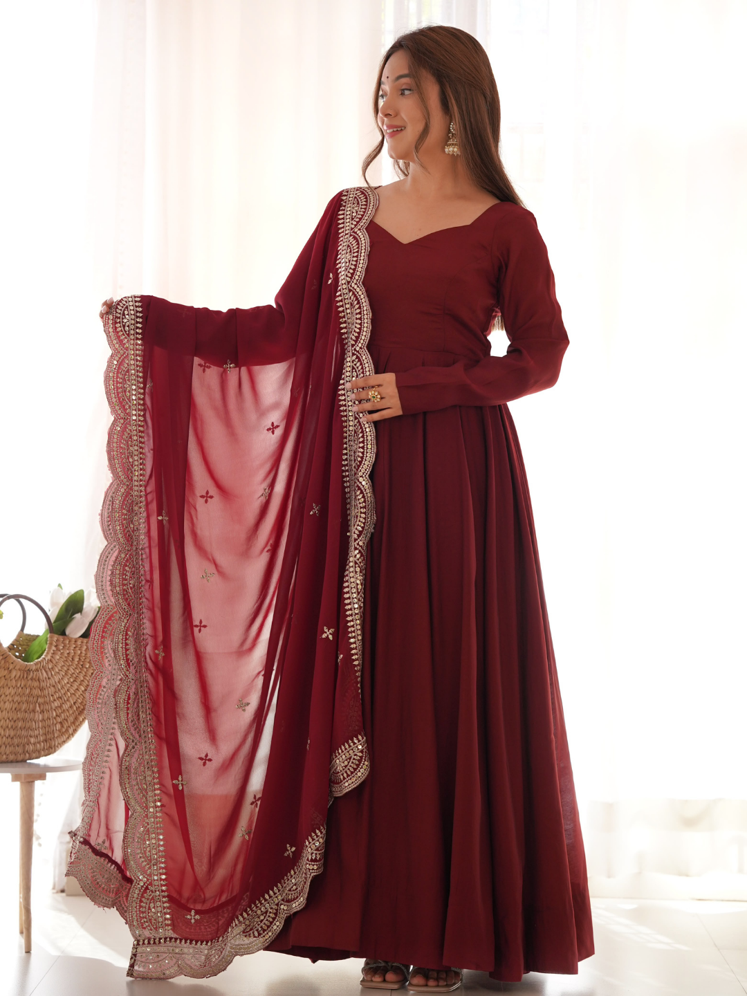 Designer Anarkali Gown with Exquisite Embroidered Dupatta