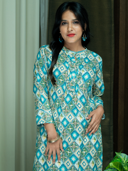 Chequered Print Kurti