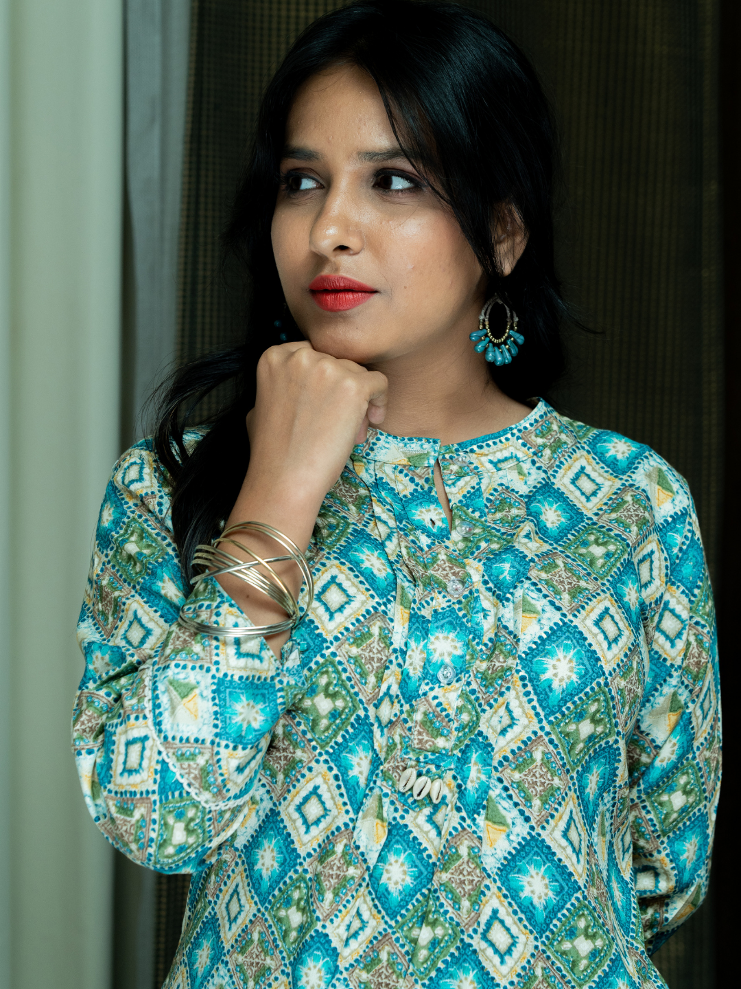 Chequered Print Kurti