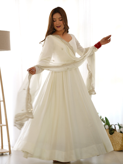 Designer Anarkali Gown with Exquisite Embroidered Dupatta
