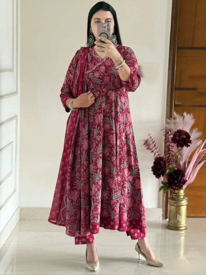 Gulnaar Grace Jaipuri Cotton Anarkali Set