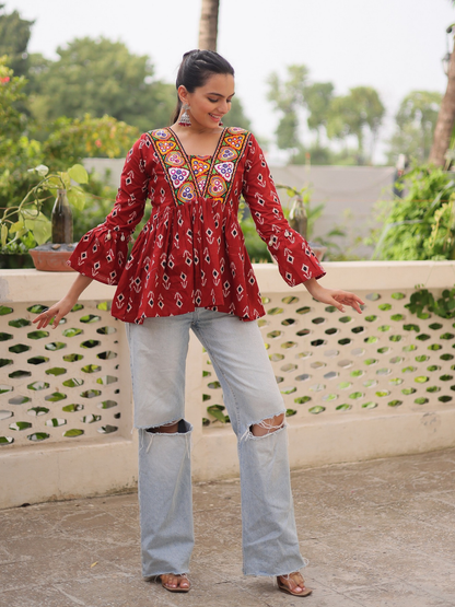 Navratri-Ready Flare – Cotton Printed Top