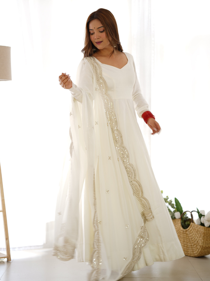 Designer Anarkali Gown with Exquisite Embroidered Dupatta