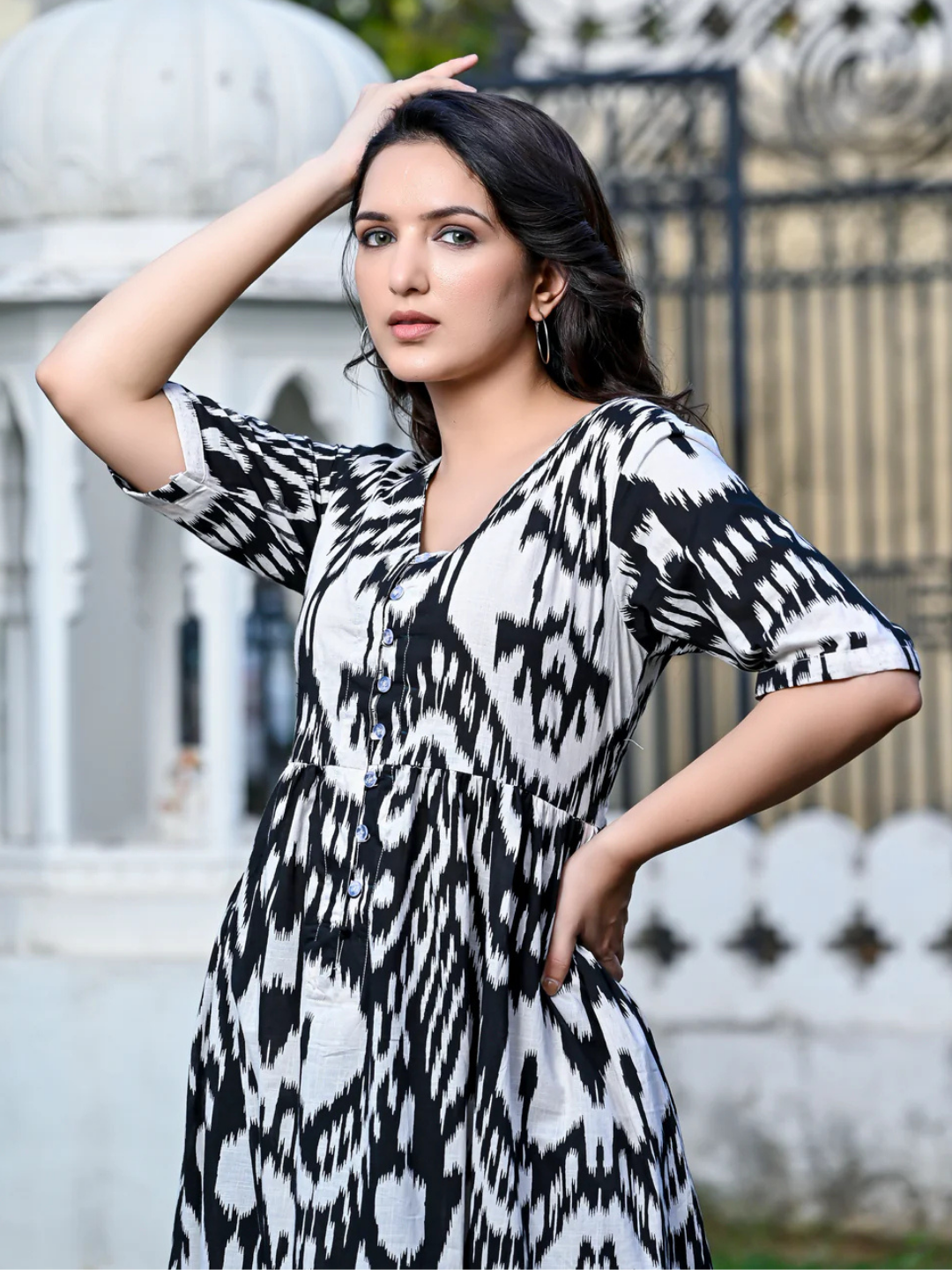 Monochrome Ikat Dress