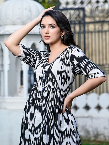 Monochrome Ikat Dress