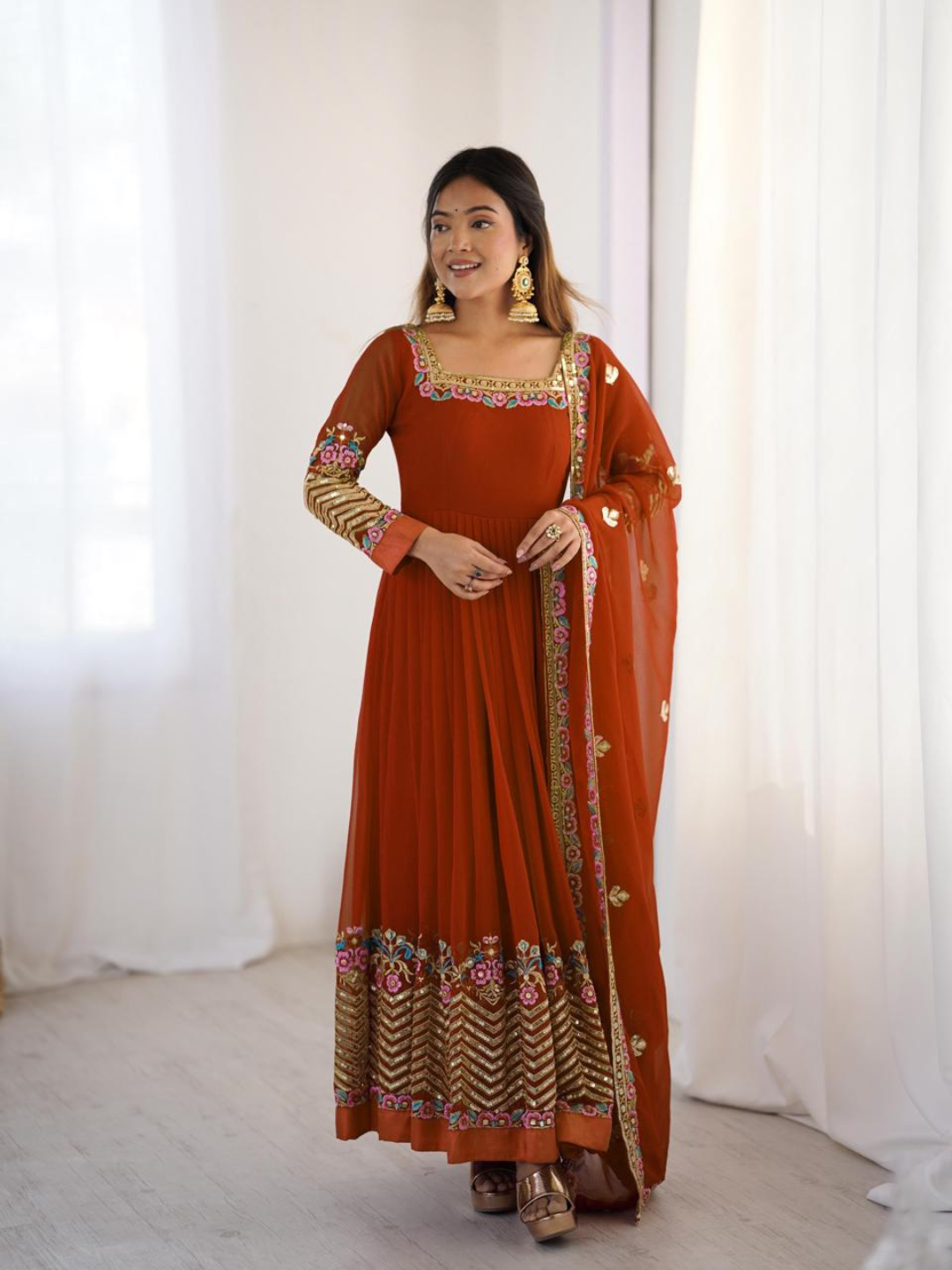 Elegant Festive Georgette Dupatta Set