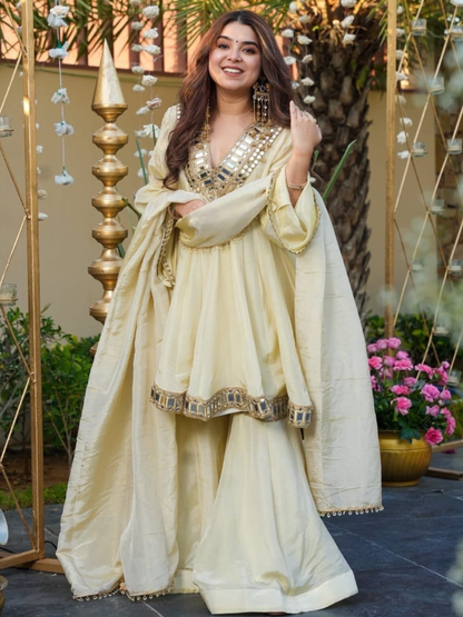 Radiant Reflections Off-White Sharara