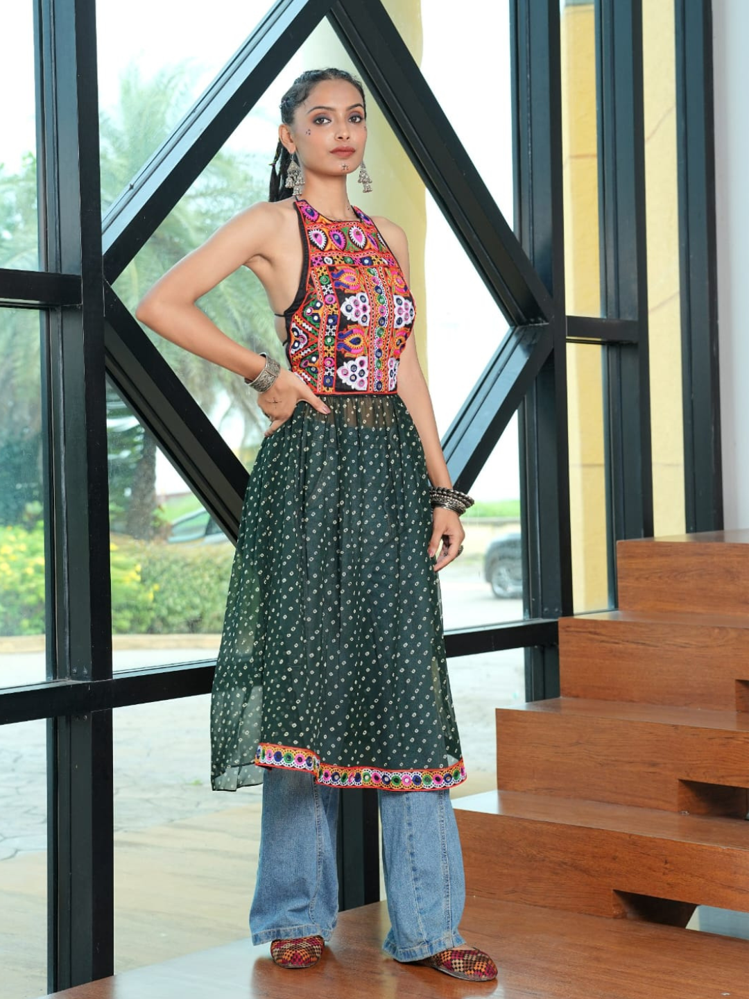 Emerald Gamthi Navratri Kurti