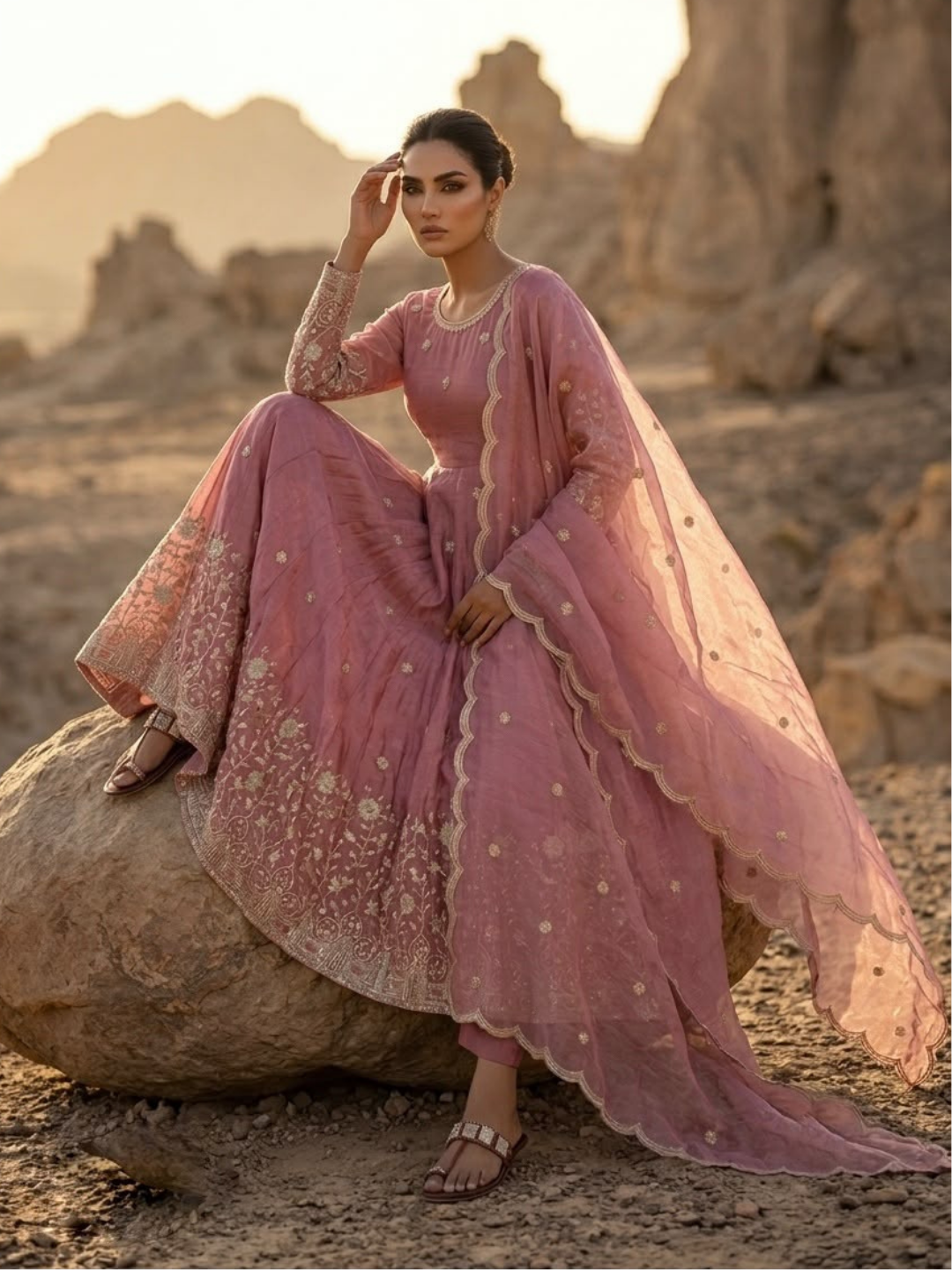 Festive Allure Flared Anarkali with Intricate Embroidery