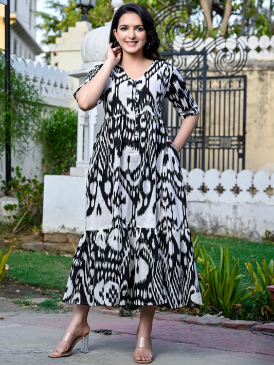 Monochrome Ikat Dress