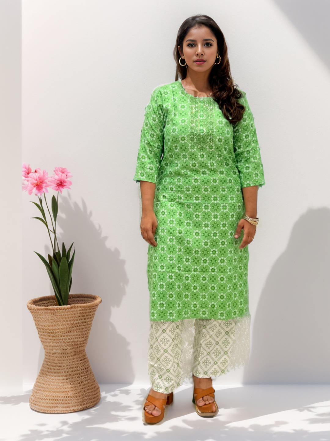 Green Printed Pant Set