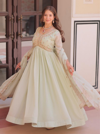 Pastel Luxe Embroidered Gown Set