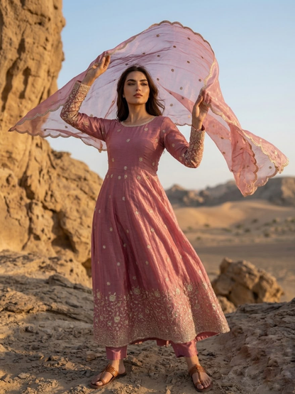 Festive Allure Flared Anarkali with Intricate Embroidery