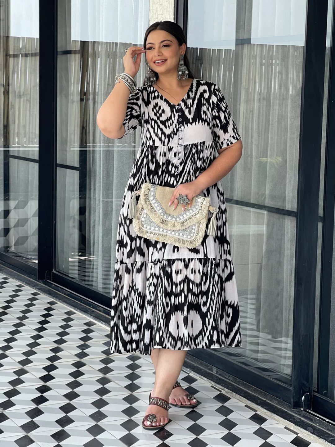 Monochrome Ikat Dress