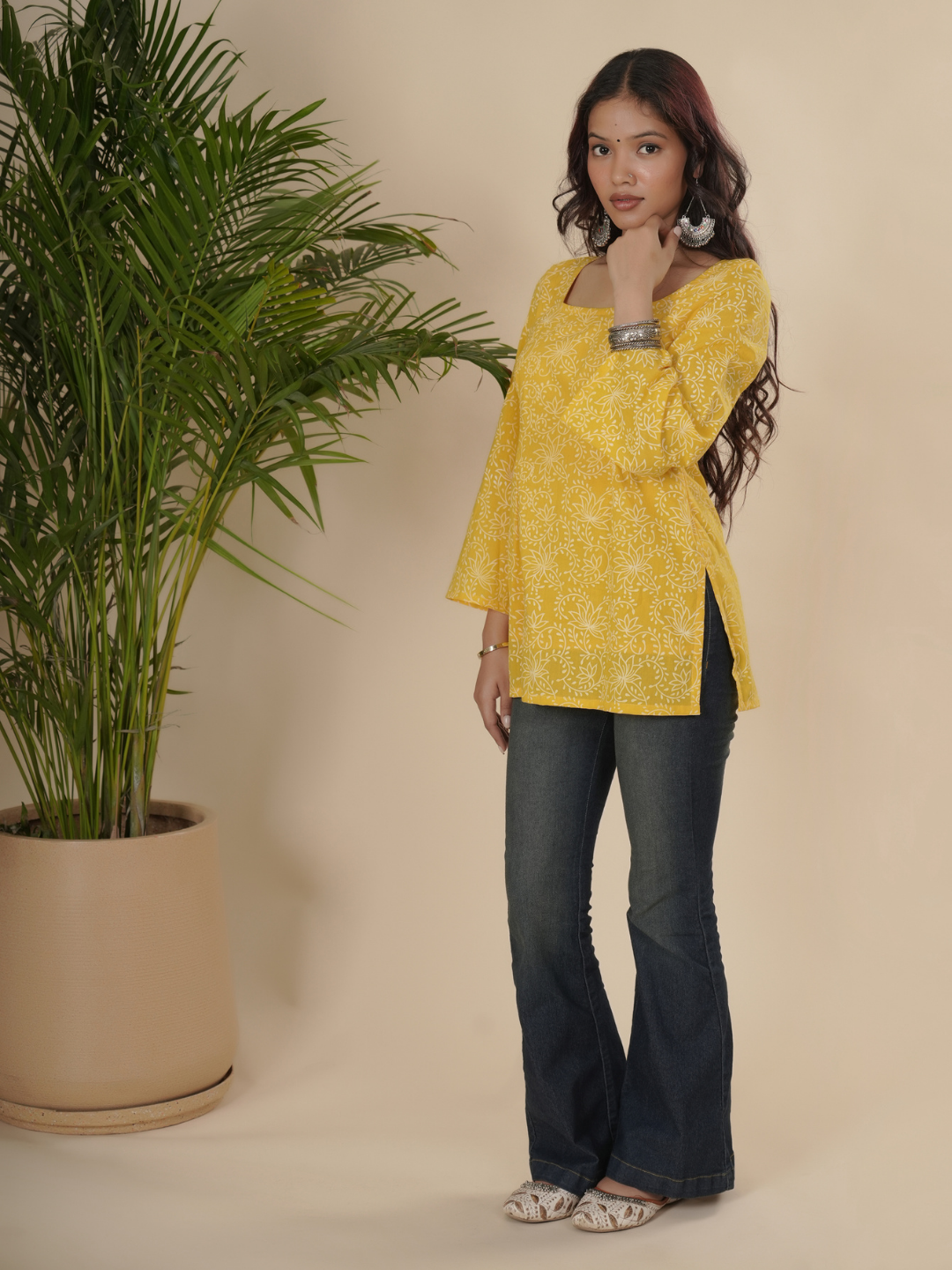 Yellow Sunshine Pure Cotton Short Kurti