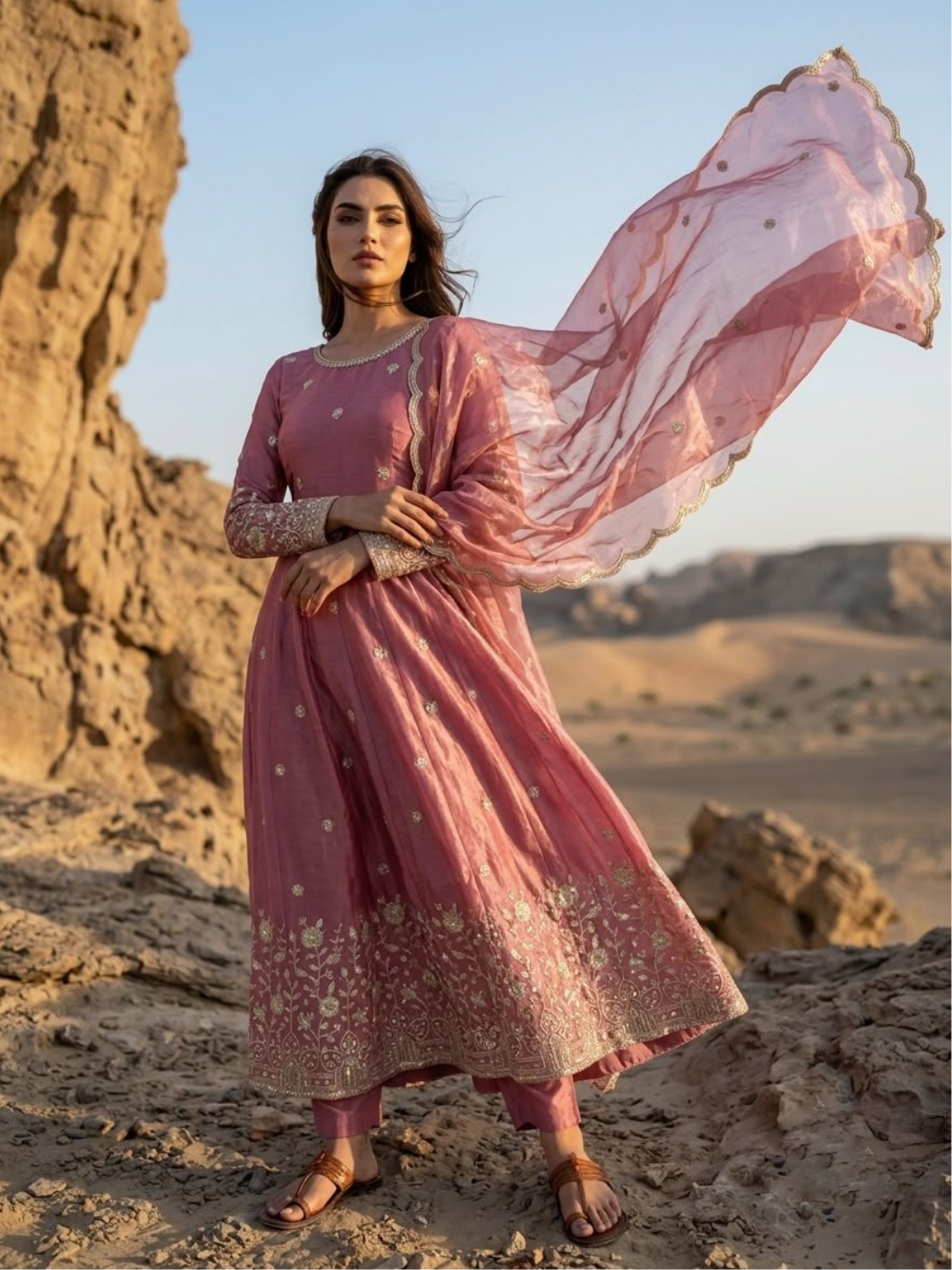 Festive Allure Flared Anarkali with Intricate Embroidery