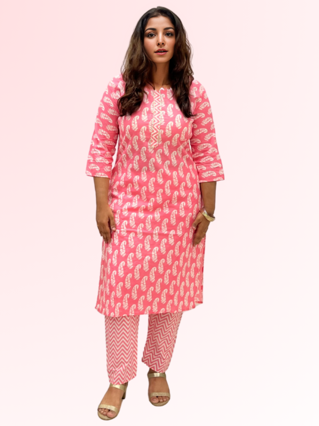 Pink Paisley Print Pant Set