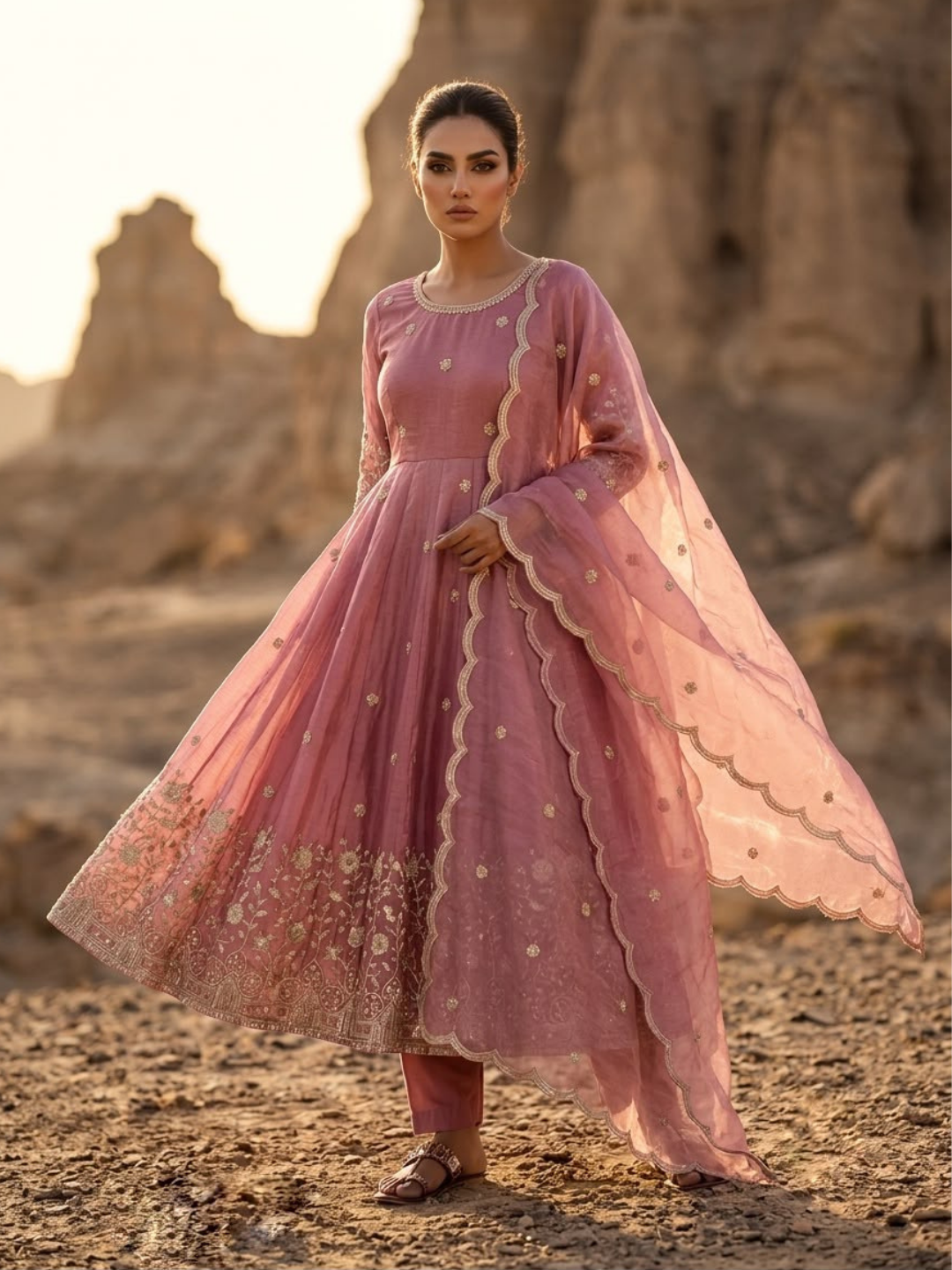 Festive Allure Flared Anarkali with Intricate Embroidery