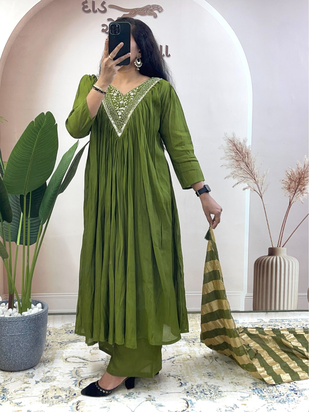 Mul Chanderi Kurta Set with Zari Dupatta