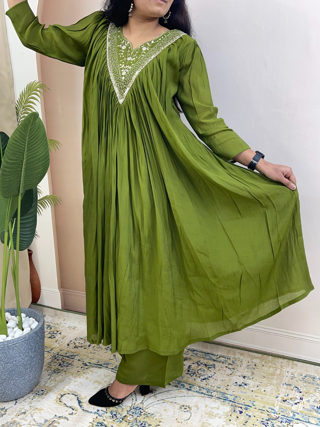 Mul Chanderi Kurta Set with Zari Dupatta