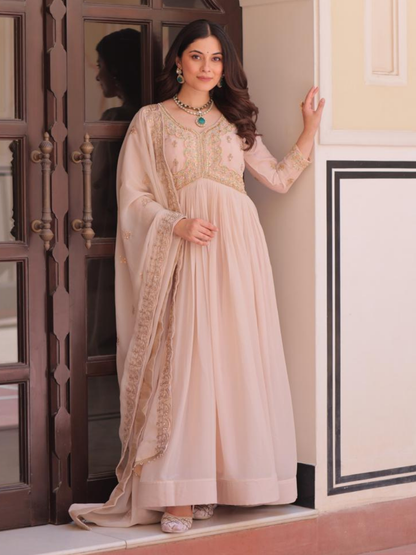 Pastel Luxe Embroidered Gown Set