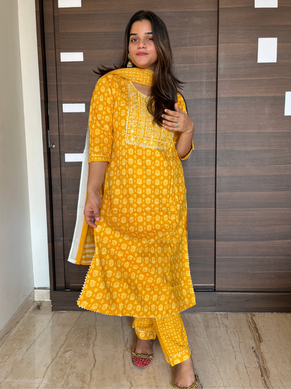 Yellow Embroidered Dupatta Set