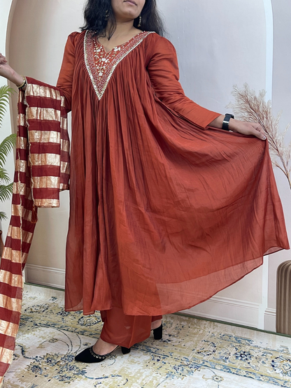Mul Chanderi Kurta Set with Zari Dupatta