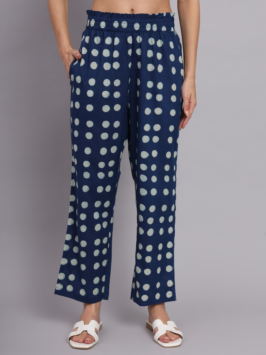 Navy Blue Polka Dot Cotton Co-ord Set