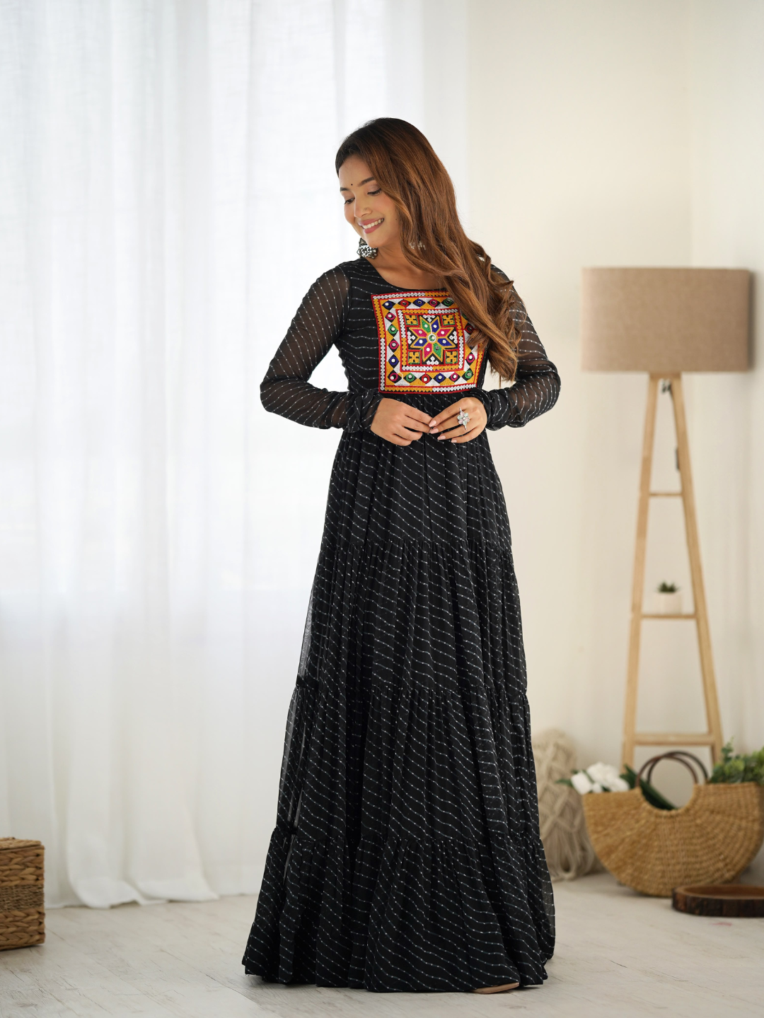 Leheriya Gown with Gamthi Patchwork