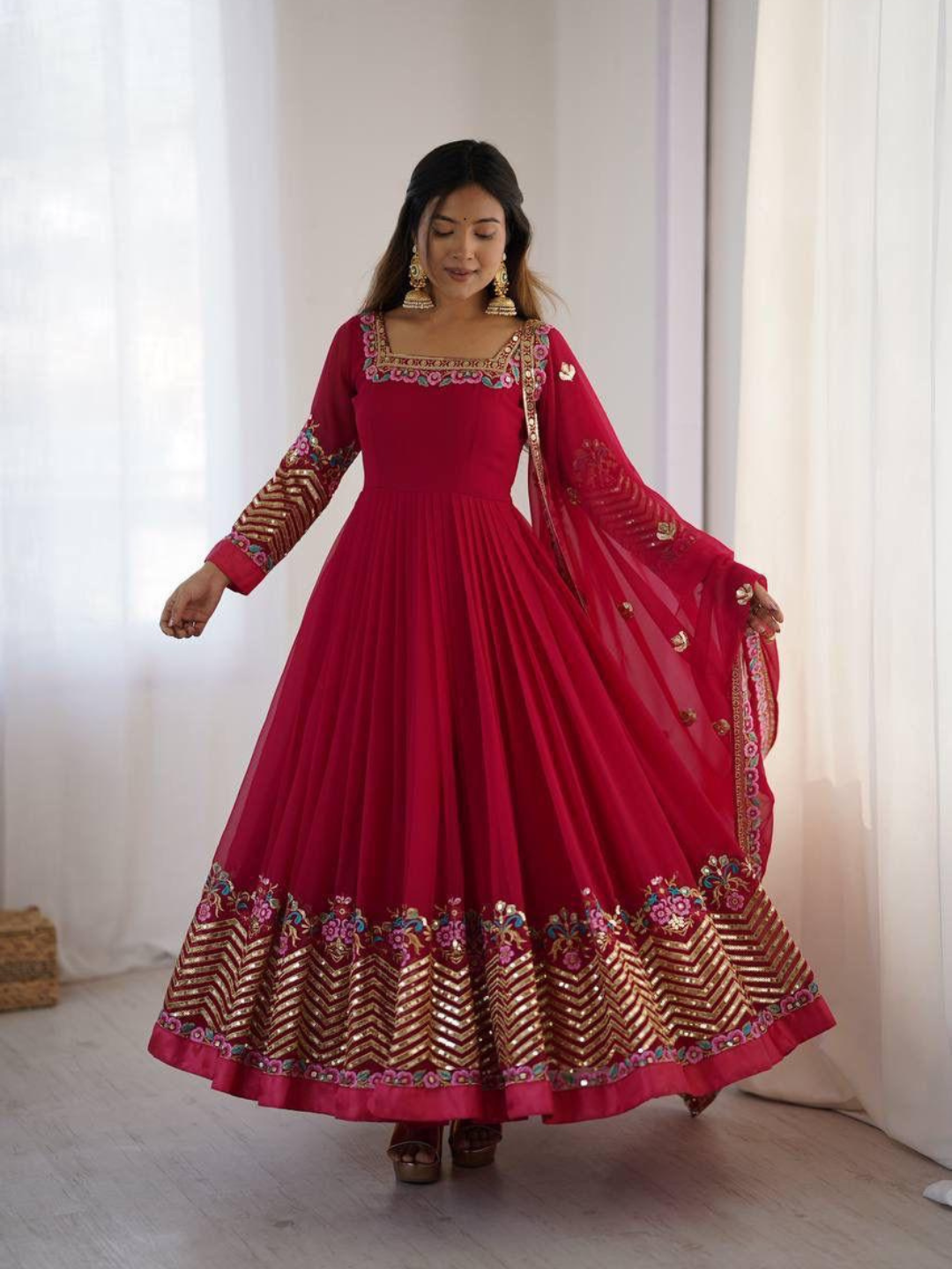 Elegant Festive Georgette Dupatta Set