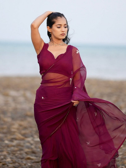 Delicate Cut Dana Motifs Georgette Saree