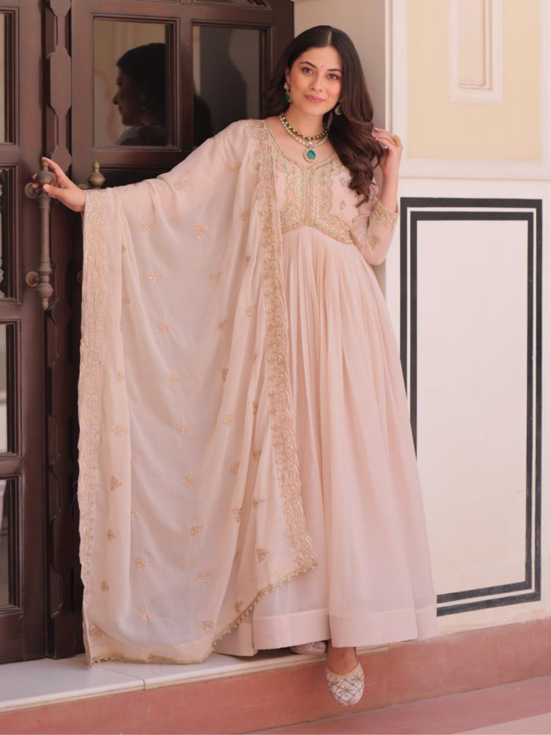 Pastel Luxe Embroidered Gown Set