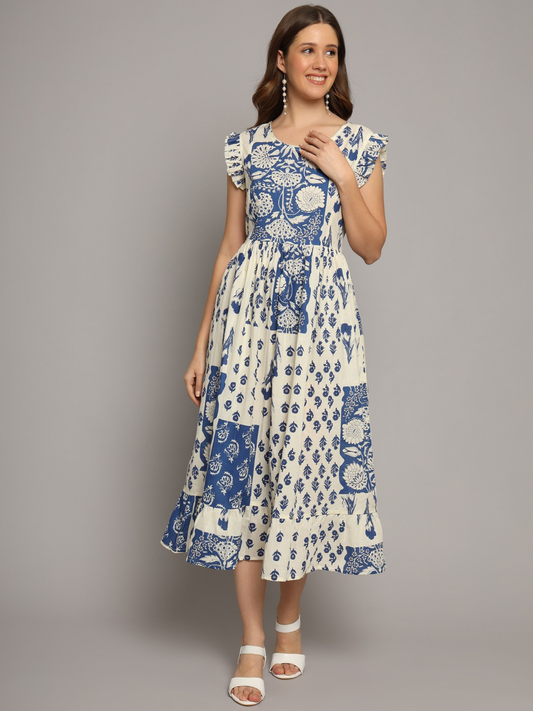 Timeless Blue and White Cotton Dress