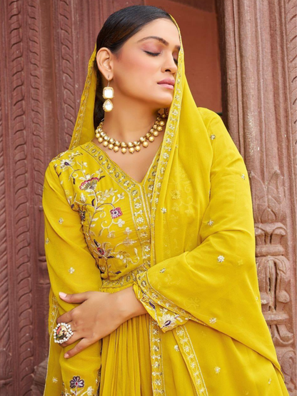 Timeless Ethnic Gown with Dupatta in Bold Hues
