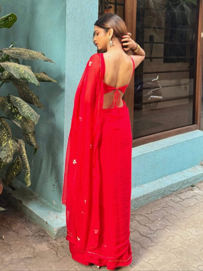 Delicate Cut Dana Motifs Georgette Saree