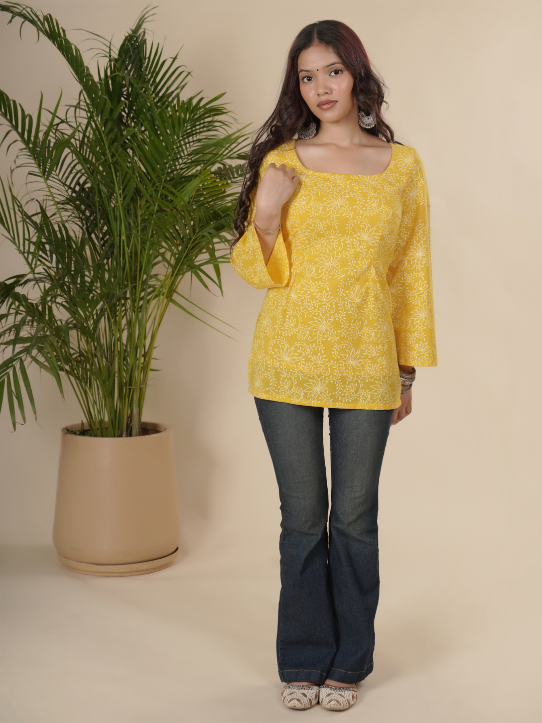 Yellow Sunshine Pure Cotton Short Kurti